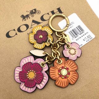 新品 未使用 COACH コーチ  ティーローズ ミックスバッグチャーム　ピンク