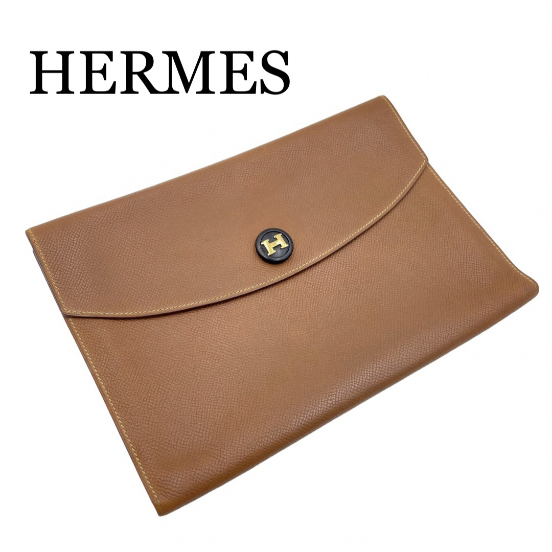 HERMES エルメス ポシェット リオ クラッチバッグ ブラウン ◯X刻印