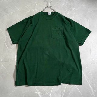 ビーブイディー(BVD)のBVD ポケットTシャツ　90s USA製　無地　緑　ビックサイズ(Tシャツ/カットソー(半袖/袖なし))