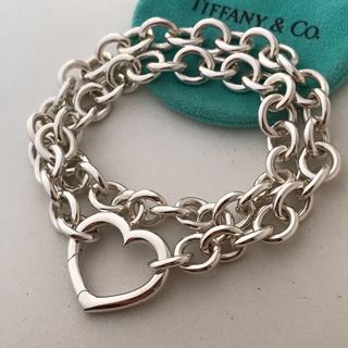 希少】TIFFANYティファニー ラウンドリンク ハートクラスプ ブレスレット-