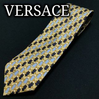 ヴェルサーチ(VERSACE)のヴェルサーチ 切替ロゴフラワー イエロー＆ブラック ネクタイ A102-I13(ネクタイ)