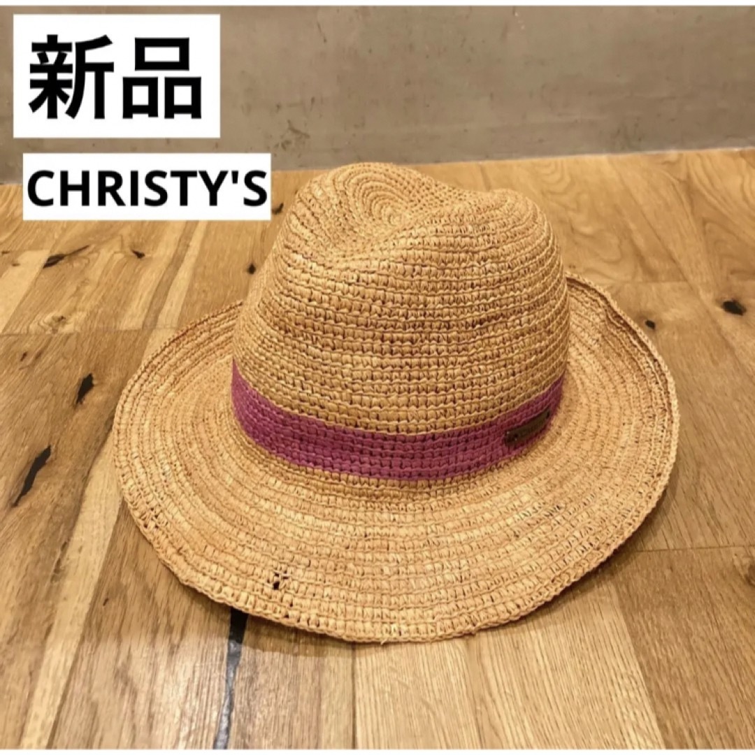 CHRISTYS'(クリスティーズ)の新品送料　クリスティーズクラウン　麦わらハット　ピーチ レディースの帽子(麦わら帽子/ストローハット)の商品写真