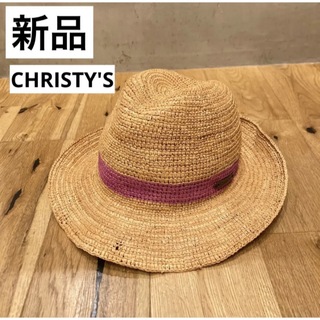 CHRISTYS' - 新品送料　クリスティーズクラウン　麦わらハット　ピーチ