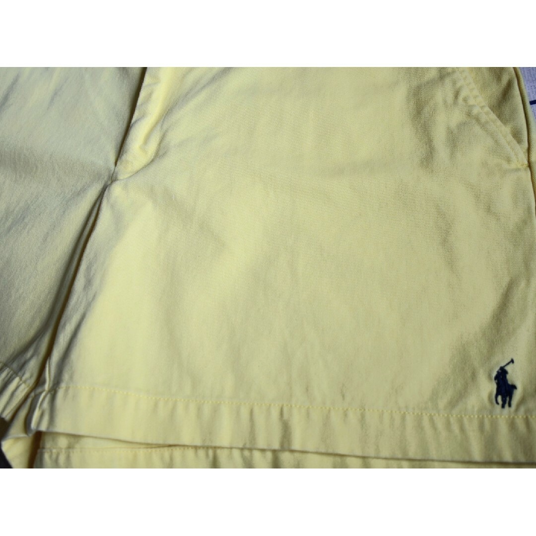 Ralph Lauren(ラルフローレン)の古着★ラルフローレンスポーツ 刺繍ワンポイントロゴ パステルカラー 黄色ショーツ メンズのパンツ(ショートパンツ)の商品写真