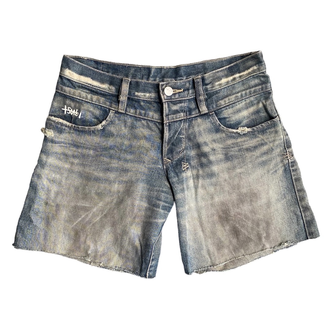 初期 tsubi damage flare denim shorts