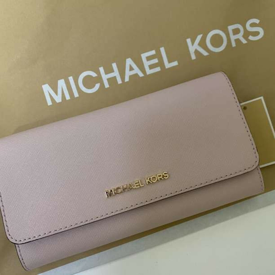 使い勝手の良い KORS MICHAEL マイケルコース ピンク 三つ折り財布 長