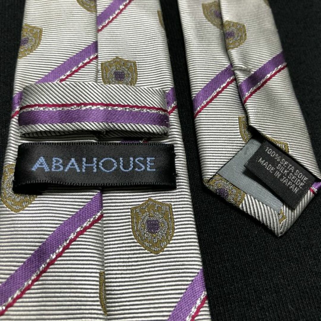 ABAHOUSE(アバハウス)のアバハウス 紋章レジメンタル シルバー ネクタイ ナロータイ A102-J02 メンズのファッション小物(ネクタイ)の商品写真