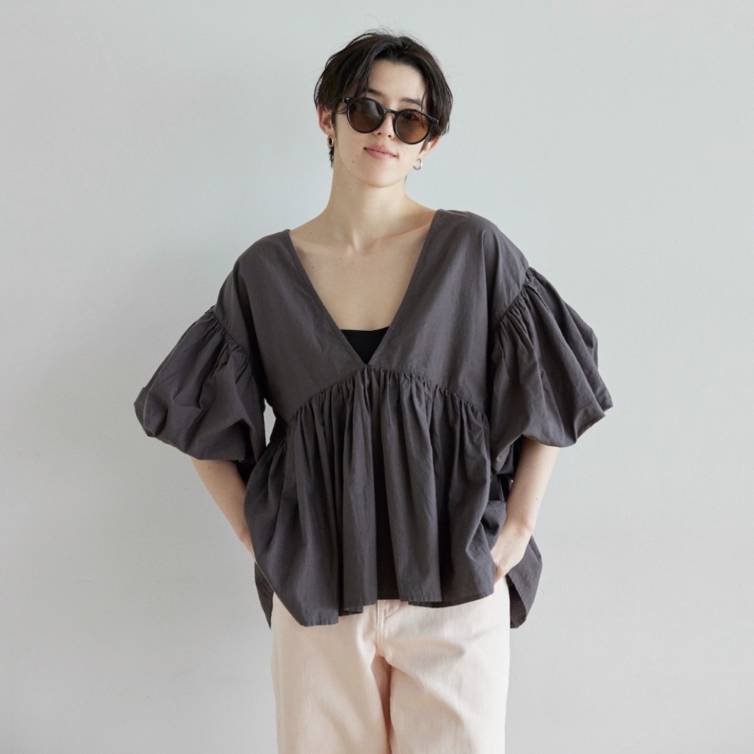 シールームリン Cottonキャンブリックパフスリーブブラウス シールームリン Cottonキャンブリックパフスリーブブラウス