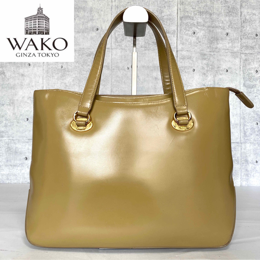 美品 WAKO 銀座和光 フォーマル レザーハンドバッグ ゴールド金具