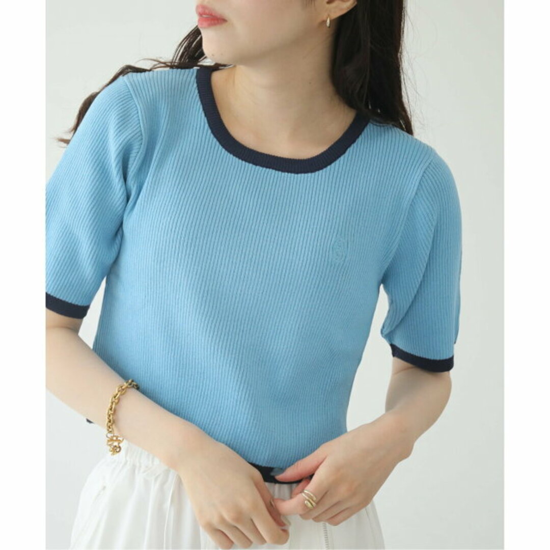 RayCassin - 【ブルー】刺繍配色ニットTシャツの通販 by Ray Cassin