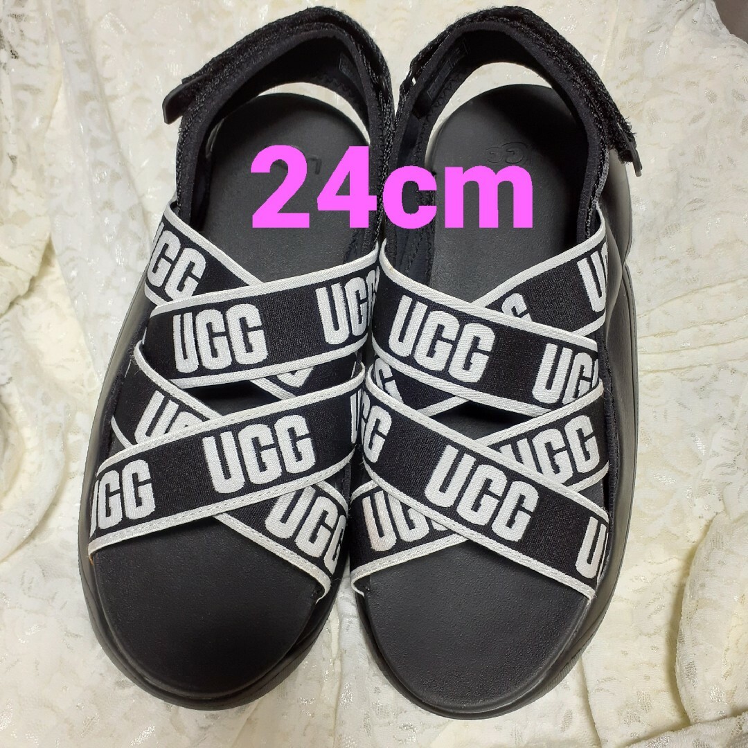 UGG 厚底 W LA CLOUD SANDAL 24cmブラック-