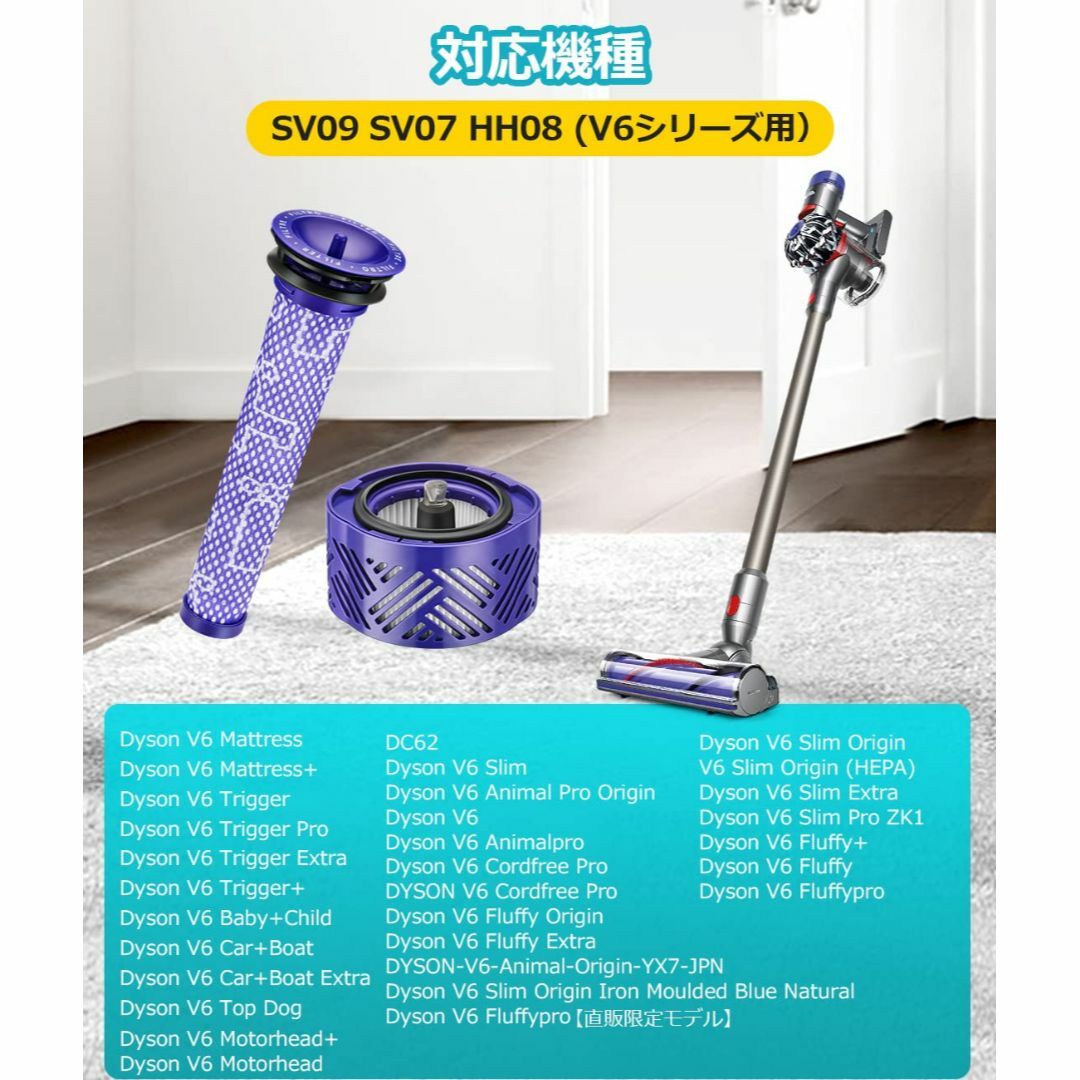 dyson 交換用フィルター 互換品 ダイソン 手入れ 水洗い v6 v7 v8