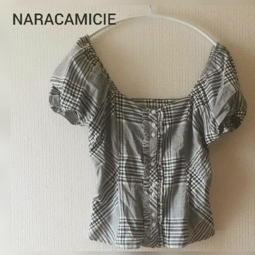 NARACAMICIE(ナラカミーチェ)の【ナラカミーチェ】パフスリーブ ブラウス Lサイズ レディースのトップス(シャツ/ブラウス(半袖/袖なし))の商品写真