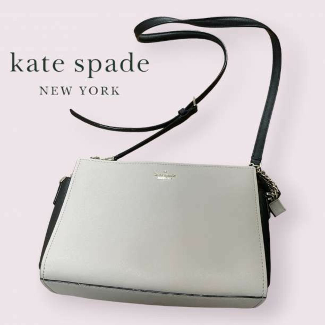 新品》katespade ブラック レザー ショルダーバッグ-