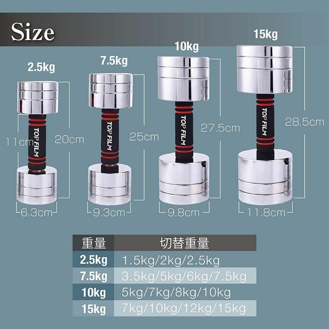 ダンベル 可変式 小型 スチールダンベル 15kg 2個セット 無臭素材家庭 ...