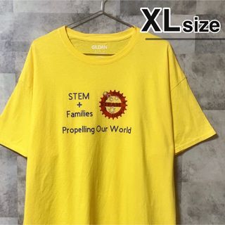 ギルタン(GILDAN)のGILDAN　Tシャツ　XLサイズ　イエロー　黄色　プリント　ロゴ　USA古着(Tシャツ/カットソー(半袖/袖なし))