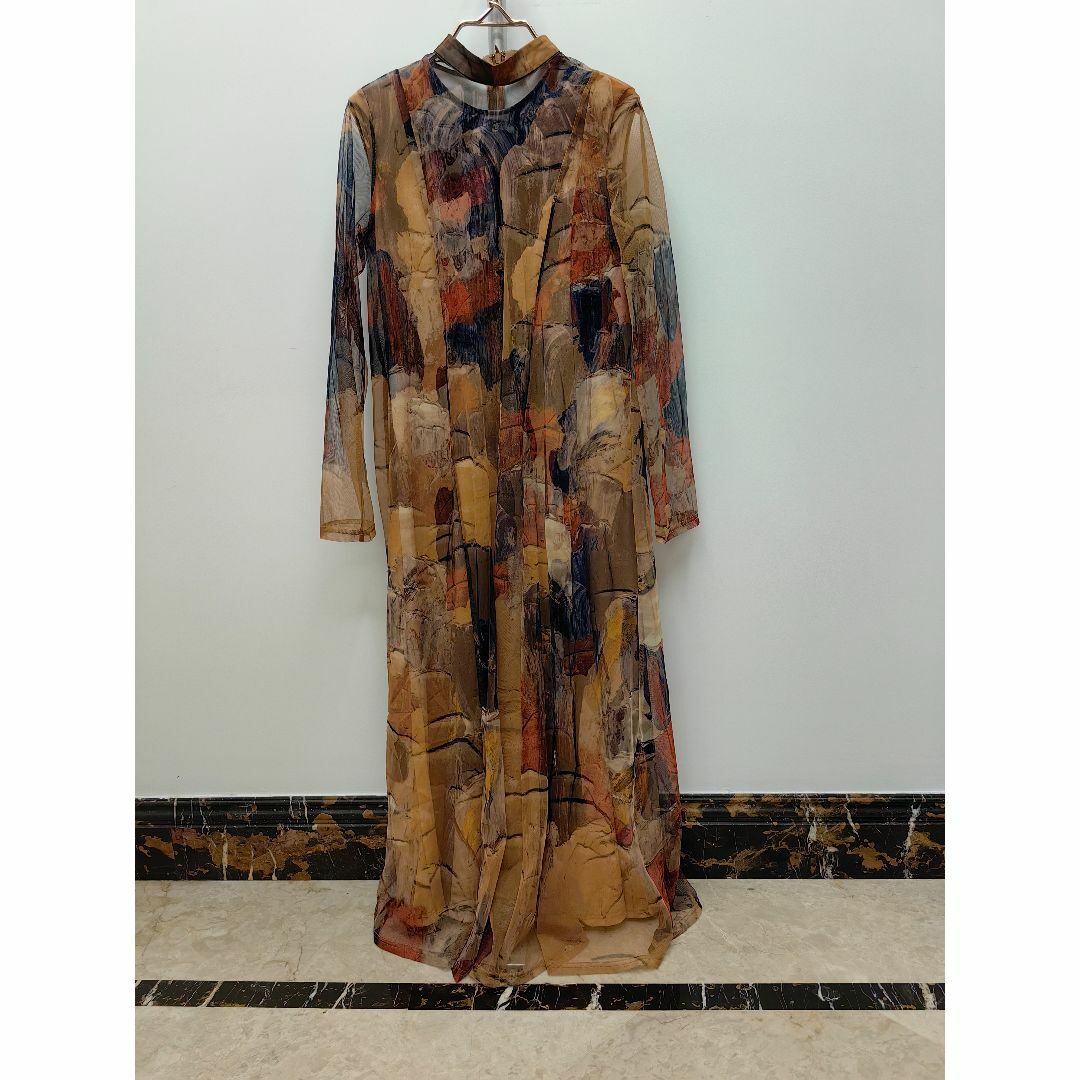 Ameri VINTAGE UND GYPSUM ART DRESSベージュS-