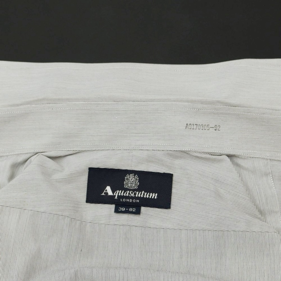 アクアスキュータム Aquascutum ストライプ ドレスシャツ ホワイトxチャコールグレー系【サイズ39-82】【メンズ】 6