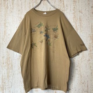 リゾート オーバーサイズ アニマル Tシャツ アースカラー アメリカ古着US古着(Tシャツ/カットソー(半袖/袖なし))