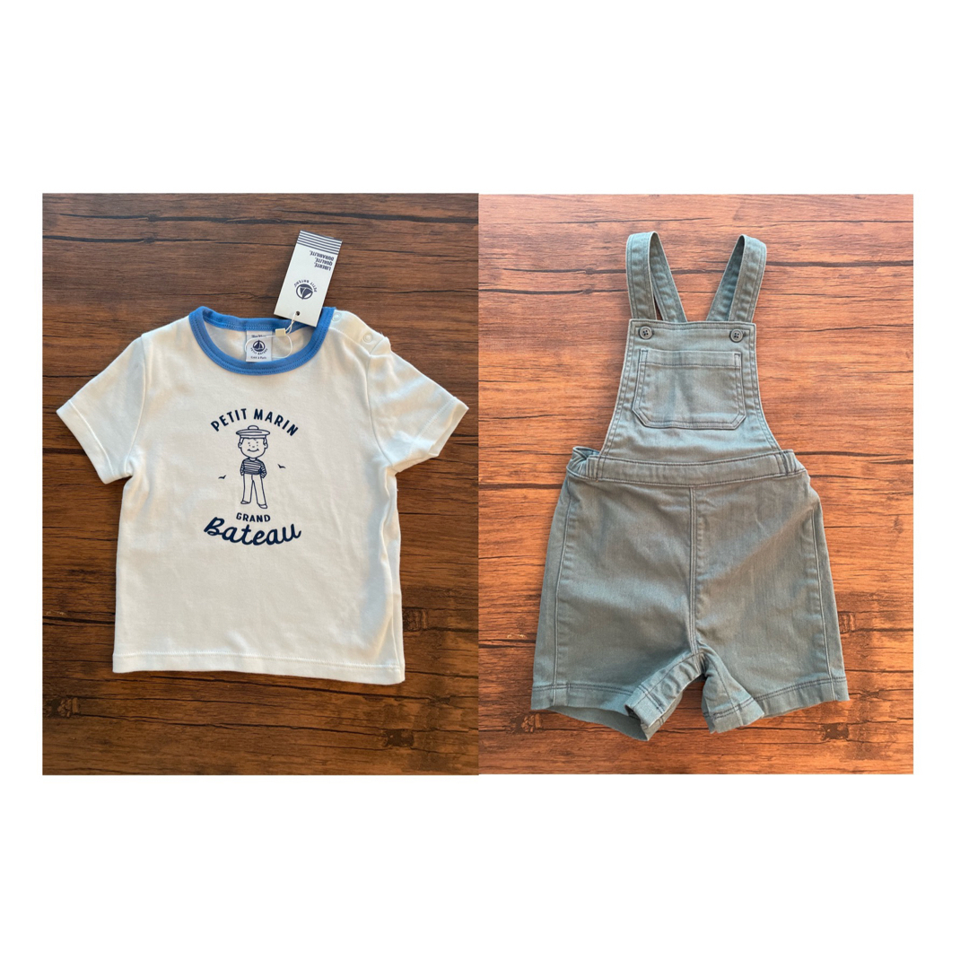 PETIT BATEAU(プチバトー)のプチバトー　Tシャツとサロペットのセット　18m キッズ/ベビー/マタニティのベビー服(~85cm)(その他)の商品写真