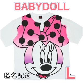 ベビードール(BABYDOLL)のBABYDOOL☆DisneyグラデーションBIGフェイスＴシャツ☆ミニー☆Ｌ(Tシャツ(半袖/袖なし))