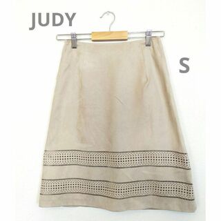 JUDY　レディーススカート♪　36サイズ　ベージュ　スエード調　カットワーク(ひざ丈スカート)