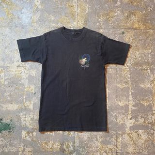 90s ヴィンテージtシャツ USA製 ブラック L相当 狼 アニマル(Tシャツ/カットソー(半袖/袖なし))