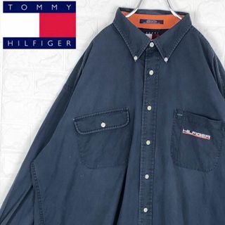 トミーヒルフィガー(TOMMY HILFIGER)のトミーヒルフィガー オーバーサイズ BD長袖シャツ フラッグタグ 90s 刺繍(シャツ)