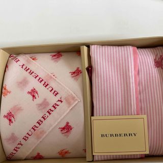 バーバリー(BURBERRY)の#バーバリー#大判ハンカチセット#綿100%#ホースマーク刺繍入り#ピンク(ハンカチ)