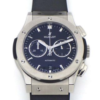 ウブロ(HUBLOT)の【★最終お値引き品】 ウブロ Hublot 腕時計 クラシック フュージョン チタニウム 541.NX.1170.RX クロノグラフ デイト スモールセコンド 裏スケ ブラック文字盤 黒 チタン SS ブラック ラバーベルト 自動巻き 【箱・保付き】 【中古】(腕時計(アナログ))