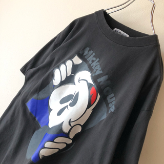 ディズニー(Disney)の【希少】90's OLD Disney ミッキー 両面プリント Tシャツ レトロ(Tシャツ/カットソー(半袖/袖なし))