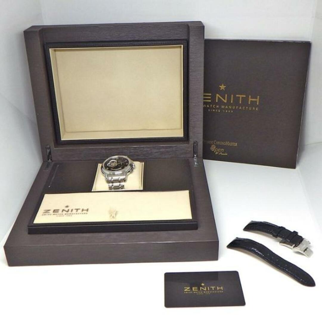 ZENITH(ゼニス)のゼニス ZENITH 腕時計 エル プリメロ クロノマスター XXT オープン 03.1260.4021/21.C505 クロノグラフ スモールセコンド 裏スケ パワーリザーブ表示 ブラック/スケルトン文字盤 SS クロコダイルレザー 自動巻き 【箱・保付き】 【中古】 メンズの時計(腕時計(アナログ))の商品写真