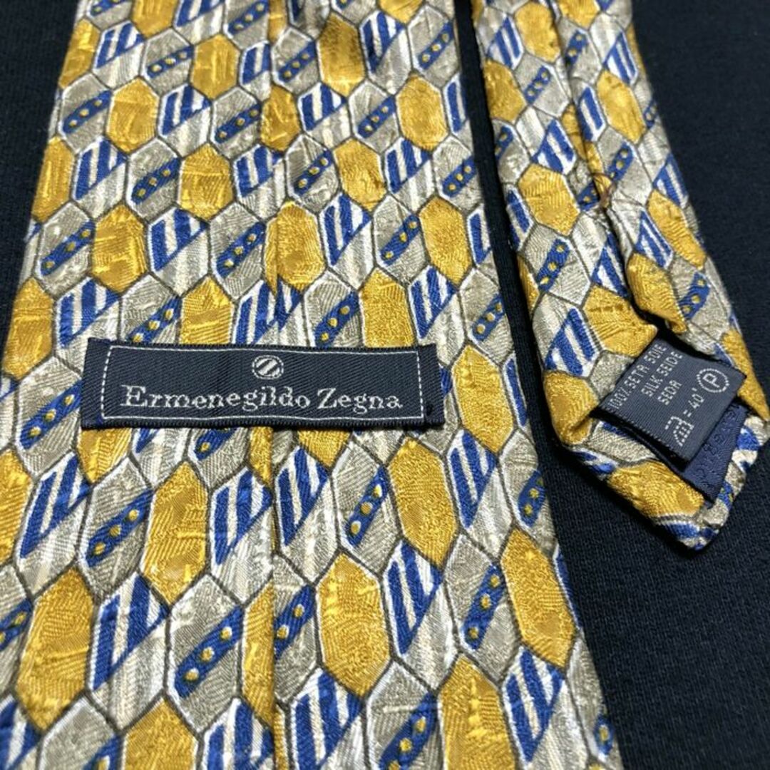 Ermenegildo Zegna(エルメネジルドゼニア)のエルメネジルドゼニア 小紋 イエロー＆グレー ネクタイ A102-N13 メンズのファッション小物(ネクタイ)の商品写真