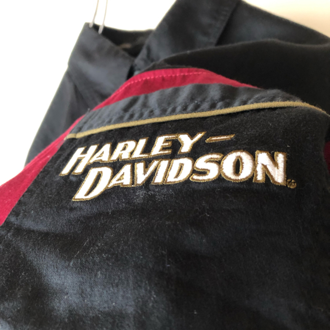 【良デザイン】90's Harley-Davidson ワークシャツ 刺繍ロゴ