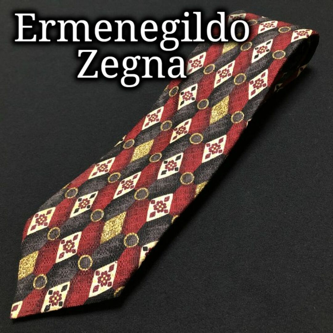 Ermenegildo Zegna(エルメネジルドゼニア)のエルメネジルドゼニア フラワーチェック ワインレッド ネクタイ A102-N16 メンズのファッション小物(ネクタイ)の商品写真