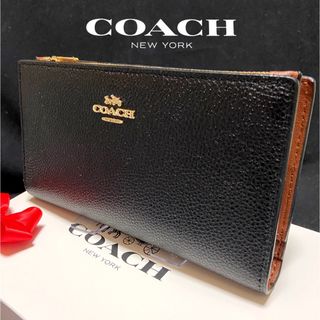 コーチ(COACH)のコーチ スリム 長財布 大容量！本革ブラック男女ギフト⭕️(長財布)