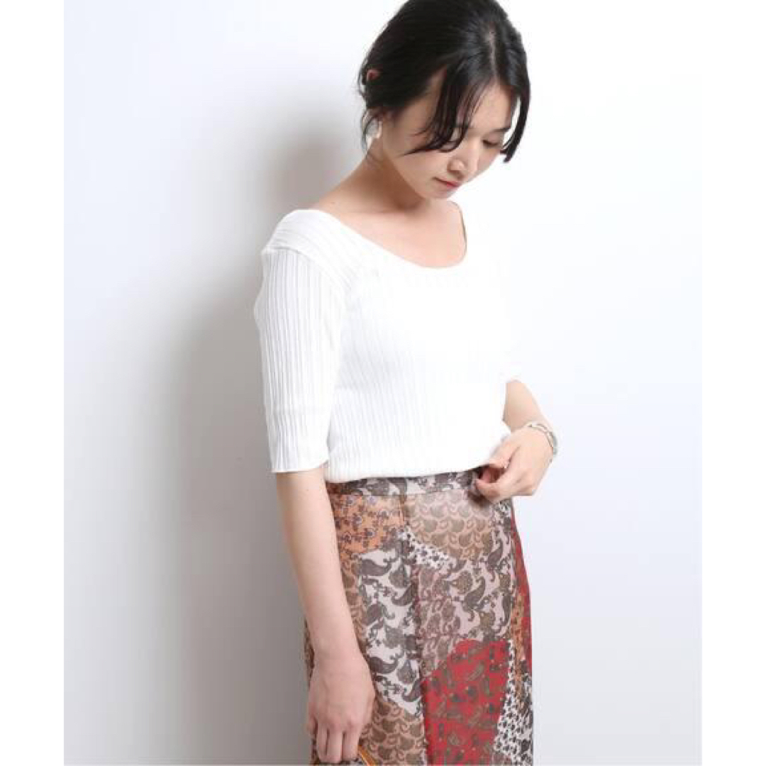 SLOBE IENA(スローブイエナ)の【SLOBE IENA】HEALTHKNIT 2WAY ハーフスリーブカットソー レディースのトップス(Tシャツ(半袖/袖なし))の商品写真