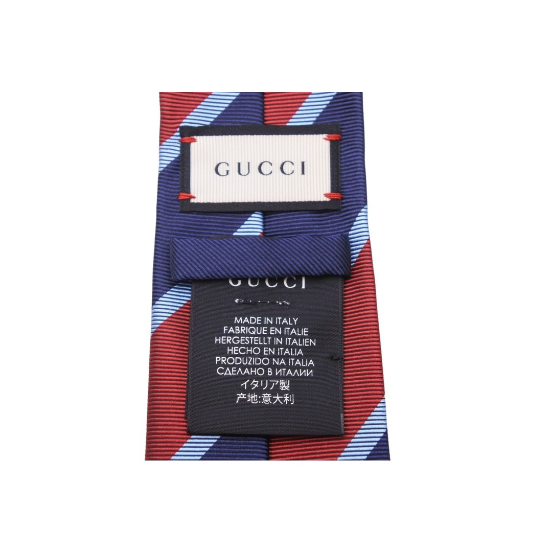 CHANEL(シャネル)のGucci グッチ ネクタイ 紳士 極美品 ストライプ レッド ブルー GGマーク イタリア製 148x7cm 中古 51803 メンズのファッション小物(ネクタイ)の商品写真