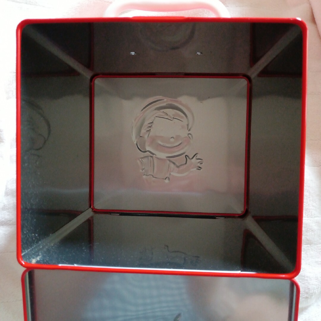 不二家(フジヤ)の昭和レトロ風　ペコ缶バッグ エンタメ/ホビーのおもちゃ/ぬいぐるみ(キャラクターグッズ)の商品写真