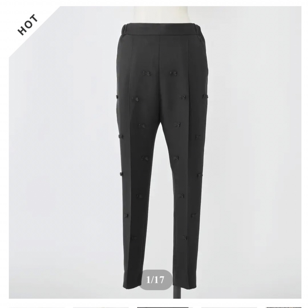 リボンドットパンツ チャコール heve 36 リボンドットパンツ チャコール heve 36