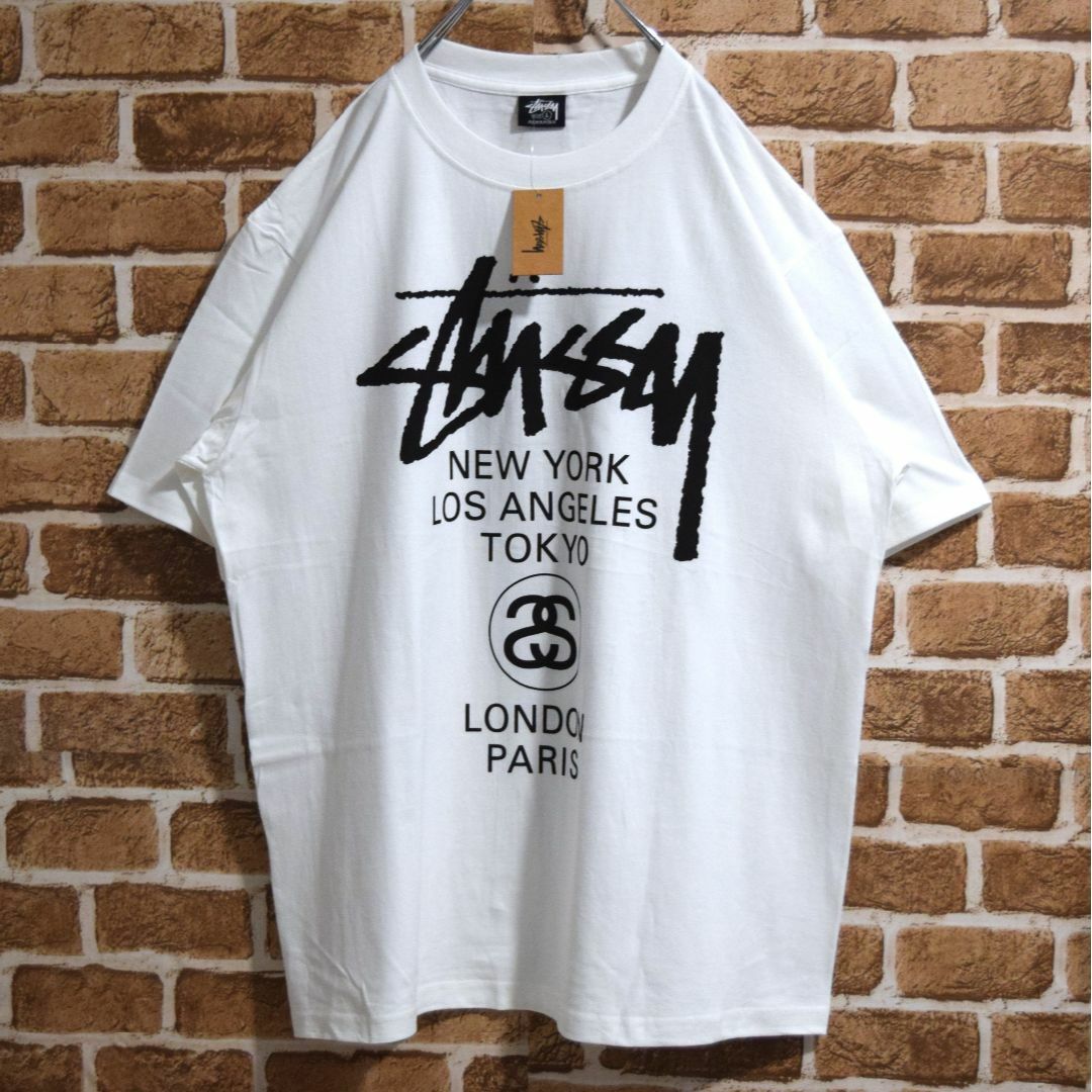 【ステューシー】正規・新品タグ　ワールドツアー　ホワイト　M　Tシャツ