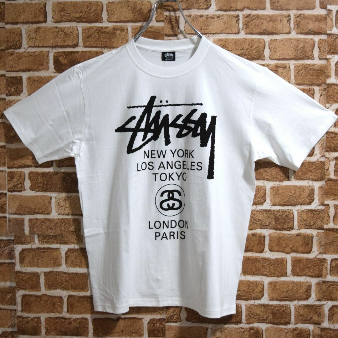【ステューシー】正規・新品タグ　ワールドツアー　ホワイト　M　Tシャツ