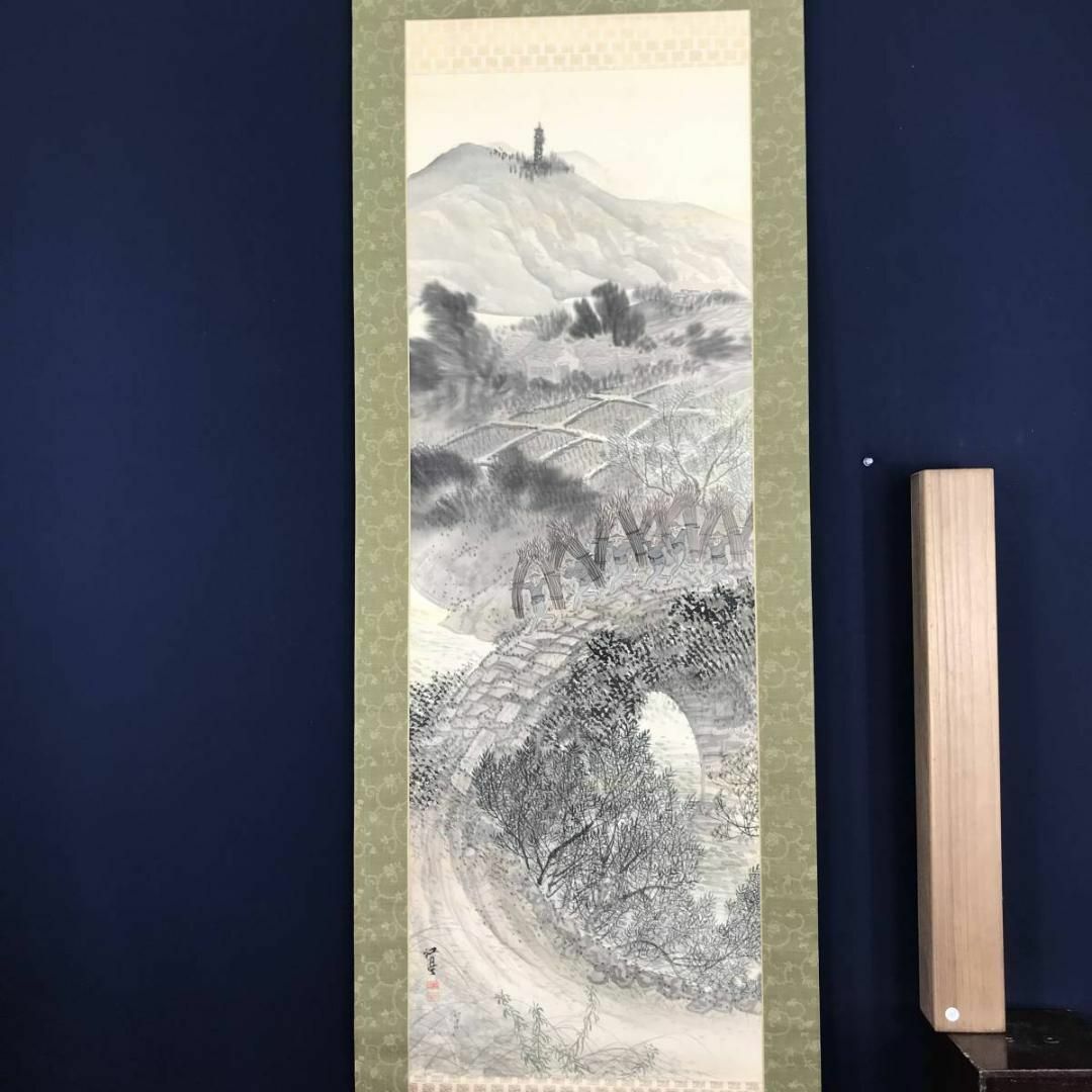 福井江亭/山水図/農作業図/掛軸☆宝船☆AB-613 福井江亭/山水図/農作業図/掛軸☆宝船☆AB-613