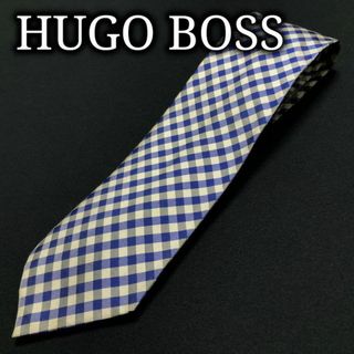 ヒューゴボス(HUGO BOSS)のヒューゴボス エンブレムチェック ブルー ネクタイ A102-P06(ネクタイ)