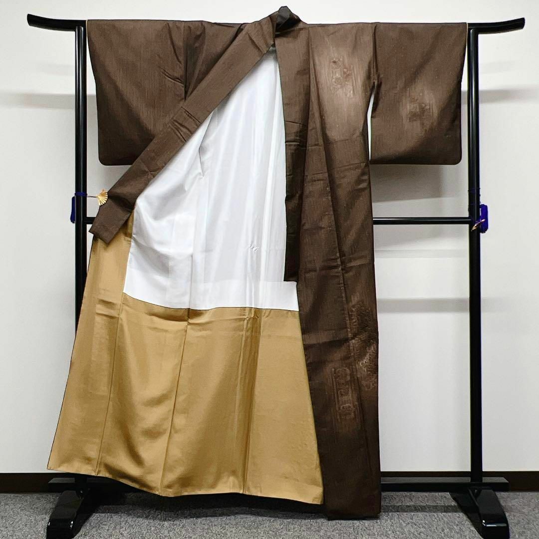 藤林徳扇 紬 相良刺繍の付け下げ 作家もの-