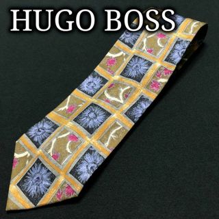 ヒューゴボス(HUGO BOSS)のヒューゴボス フラワーチェック ブラウン＆ネイビー ネクタイ A102-P15(ネクタイ)