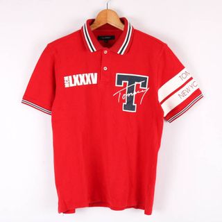 トミーヒルフィガー(TOMMY HILFIGER)のトミーヒルフィガー ポロシャツ ゴルフウエア ロゴ 半袖 無地 トップス コットン100% メンズ Lサイズ レッド TOMMY HILFIGER(ポロシャツ)