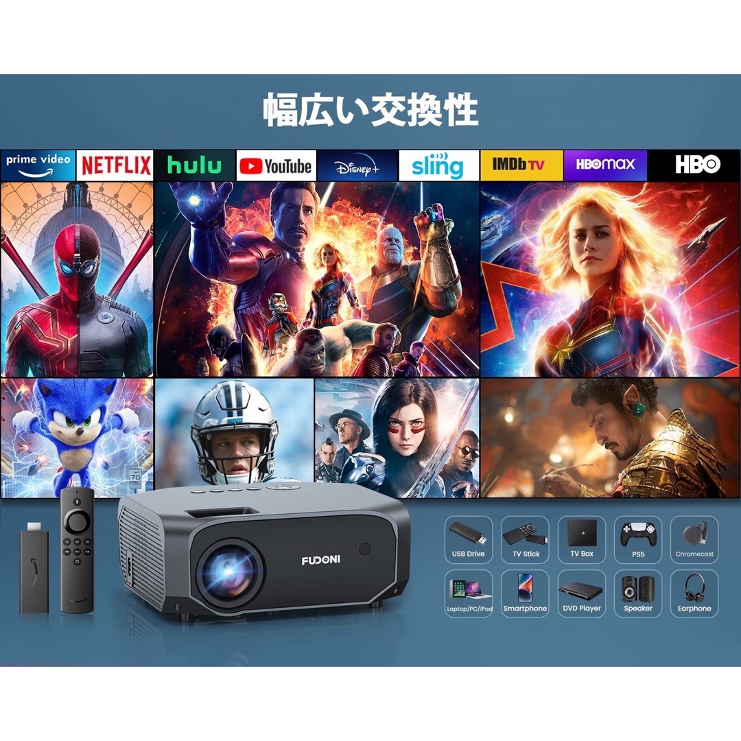 プロジェクター 4K 小型 高輝度 5G 大画面 20000lm 300インチ