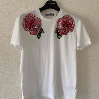 ドルチェアンドガッバーナ　ローズスパンコールTシャツ