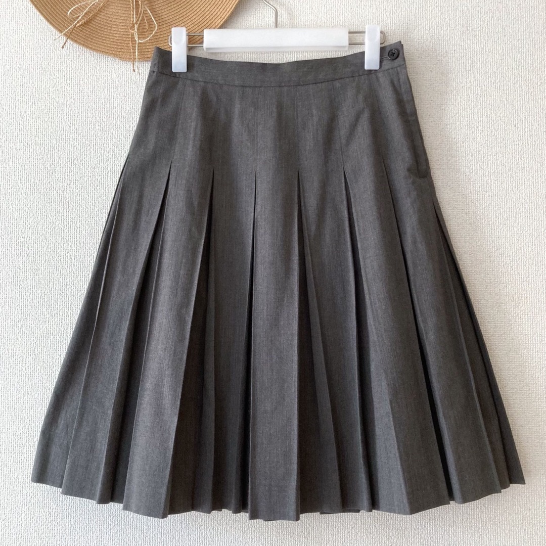美品 上質なコットンウールのプリーツスカート サイズI ミモレ丈